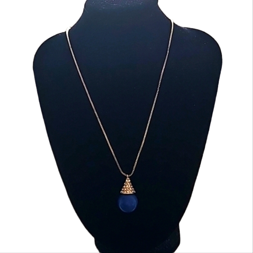 NWT Isaac Mizrahi Simulated Lapis Gum Ball Drop Necklace